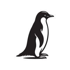 Elegant Adelie Penguin Silhouette Vector - Minimalist Wildlife Illustration -  Perfect for Nature Posters, Educational Materials, Logos, and Art Projects.