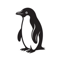 Elegant Adelie Penguin Silhouette Vector - Minimalist Wildlife Illustration -  Perfect for Nature Posters, Educational Materials, Logos, and Art Projects.