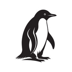 Naklejka premium Elegant Adelie Penguin Silhouette Vector - Minimalist Wildlife Illustration - Perfect for Nature Posters, Educational Materials, Logos, and Art Projects.