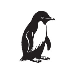Naklejka premium Elegant Adelie Penguin Silhouette Vector - Minimalist Wildlife Illustration - Perfect for Nature Posters, Educational Materials, Logos, and Art Projects.