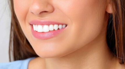 Fototapeta premium Close-Up Portrait of a Young Woman Smiling with Glitter on Her Cheek Highlighting Radiant Skin and Joyful Expression