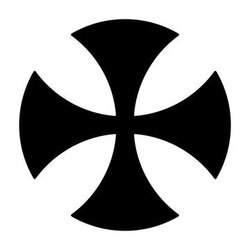 Early Celtic cross, a cross patty with rounded ends of the arms, also known as cross alisee, and cross formy. Symbol and sign, used in medieval Christian ornamentation. Isolated illustration. Vector