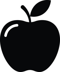Fresh Apple Silhouette: A simple, elegant monochrome depiction of a perfect apple, showcasing its natural form and the iconic shape of this wholesome fruit. 