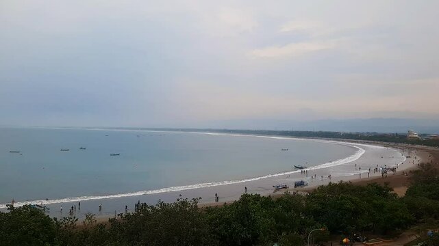 view of west coast of pangandaran from the roof of a hotel 