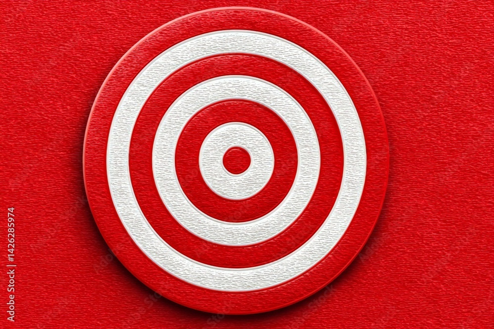 Aufkleber Bold red target symbol with concentric white circles representing focus and precision in design