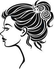 Elegant, feminine silhouette in profile, illustrating the curves and lines of the figure against a contrasting surface