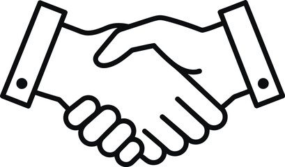 Handshake in Harmony: A captivating black and white illustration of a handshake symbolizes agreement, partnership, and collaboration.
