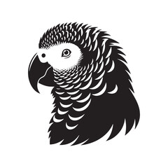Graceful African Grey Parrot Silhouette Vector - Elegant Tropical Bird Design -  Ideal for Art Prints  - African Grey Parrot Illustration. © WASEE