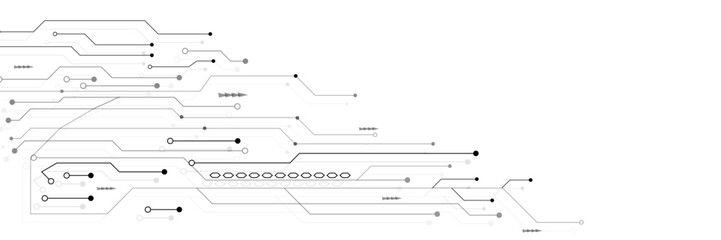 Abstract grey circuit line technology pattern on white background, futuristic vector illustration of digital circuitry design for tech backgrounds	