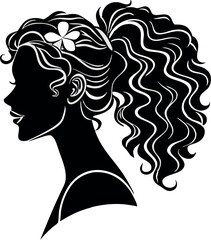 Elegant, feminine silhouette in profile, illustrating the curves and lines of the figure against a contrasting surface