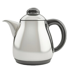 Fototapeta premium Stainless Steel Electric Kettle: A gleaming stainless steel electric kettle with a sleek design, a black handle, and a matching black lid, poised to bring your favorite beverage to a perfect boil.
