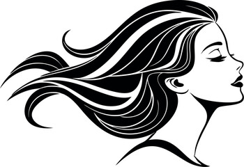 Elegant, feminine silhouette in profile, illustrating the curves and lines of the figure against a contrasting surface