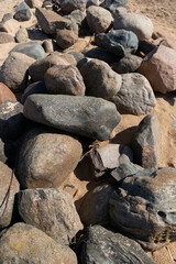 Natural Arrangement of Large Stones and Rocks in Bright Sunlight