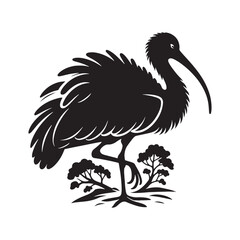 Majestic African Sacred Ibis Silhouette Vector - Elegant Wading Bird Design for Nature Art - African Sacred Ibis  Illustration.