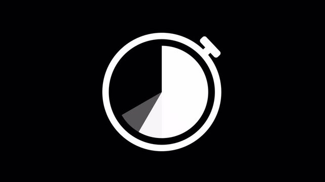 Flat design analog stopwatch icon on transparent Background.Time transition on the chronometer represented in white and black color. Empty to full.