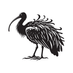 Majestic African Sacred Ibis Silhouette Vector - Elegant Wading Bird Design for Nature Art - African Sacred Ibis  Illustration.