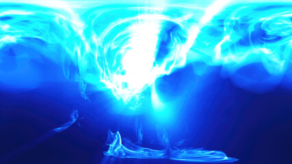 A mirrored abstract pink and blue swirling energy, forming a cosmic and futuristic design