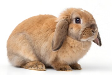 light brown Holland lop rabbit isolated on white background