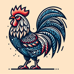 rooster on the white background