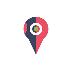 A colorful location marker icon featuring a circular design with contrasting colors, symbolizing navigation and mapping in a digital context , isolated on white or transparent png