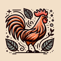 vector illustration of a rooster
