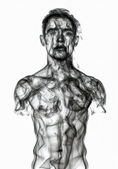Fototapeta premium Dark smokes forming into an image of man