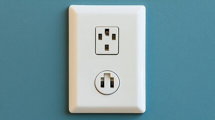 White electrical outlet on teal wall