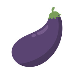 Purple eggplant with a green stem, a vibrant vegetable perfect for food blogs, recipes, farm to table menus, and healthy lifestyle articles