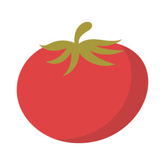 Tomato, a vibrant red vegetable with a fresh green stem. Suitable for food blogs, recipe websites, and health related content