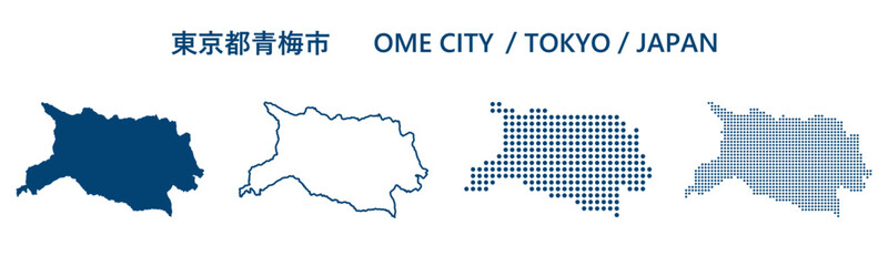 日本地図-東京都-青梅市ベクターイラストマップ