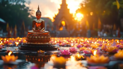 Thai End of Buddhist Lent Festival Background Celebration