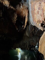 stalagmites and stalactites underground in cosmic cave cavern Arkansas Eureka Springs