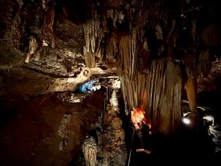 stalagmites and stalactites underground in cosmic cave cavern Arkansas Eureka Springs