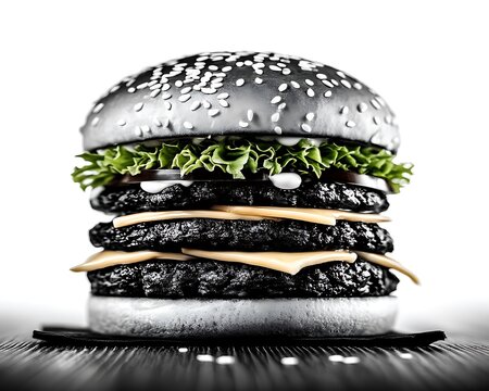 Dark burger, food art, studio shot