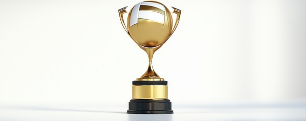 A shiny golden trophy stands on a black base, symbolizing achievement and recognition.