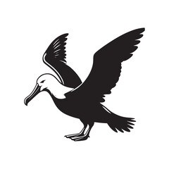 Soaring Albatross Silhouette Vector - Majestic Seabird Design Perfect for Nautical Art - Illustration of Albatross.
