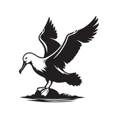 Soaring Albatross Silhouette Vector - Majestic Seabird Design Perfect for Nautical Art - Illustration of Albatross.