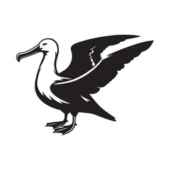 Soaring Albatross Silhouette Vector - Majestic Seabird Design Perfect for Nautical Art - Illustration of Albatross.