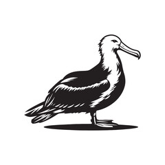 Soaring Albatross Silhouette Vector - Majestic Seabird Design Perfect for Nautical Art - Illustration of Albatross.