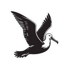 Obraz premium Soaring Albatross Silhouette Vector - Majestic Seabird Design Perfect for Nautical Art - Illustration of Albatross.
