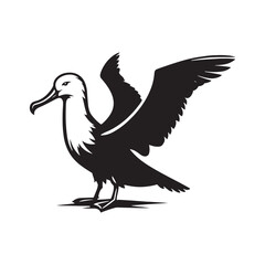 Soaring Albatross Silhouette Vector - Majestic Seabird Design Perfect for Nautical Art - Illustration of Albatross.