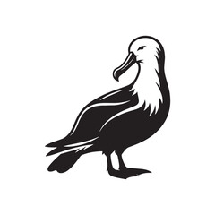 Soaring Albatross Silhouette Vector - Majestic Seabird Design Perfect for Nautical Art - Illustration of Albatross.