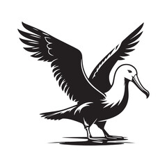 Soaring Albatross Silhouette Vector - Majestic Seabird Design Perfect for Nautical Art - Illustration of Albatross.