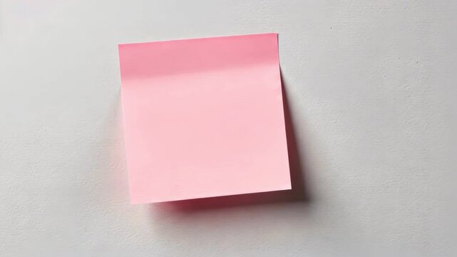 A blank pink sticky note on a clean surface.