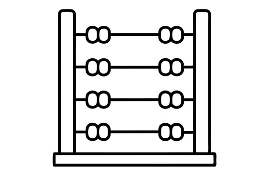 Set of monochrome line art abacus symbols, versatile designs for mathematical, educational, and digital applications, line art icon set
