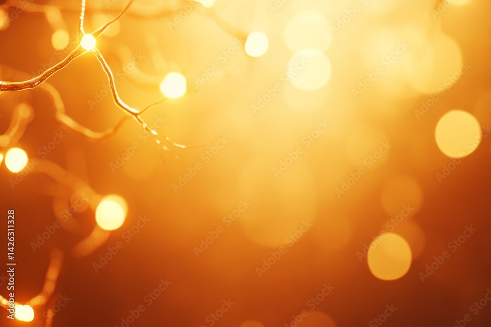 Poster Close-up view of vibrant neuron cells highlighted by dynamic lighting, emphasizing the brain's complexity with an open area for text on the right side