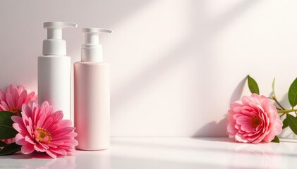 Crisp white background, highlighting beauty products, shadow, makeup