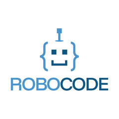 robot code programmer flat minimalist logo design