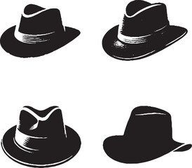 Vector Silhouette Collection of Fedora Hat Designs