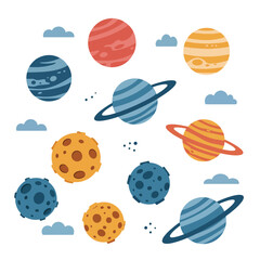 Cute Cartoon Planet & Space Icon Set © pa